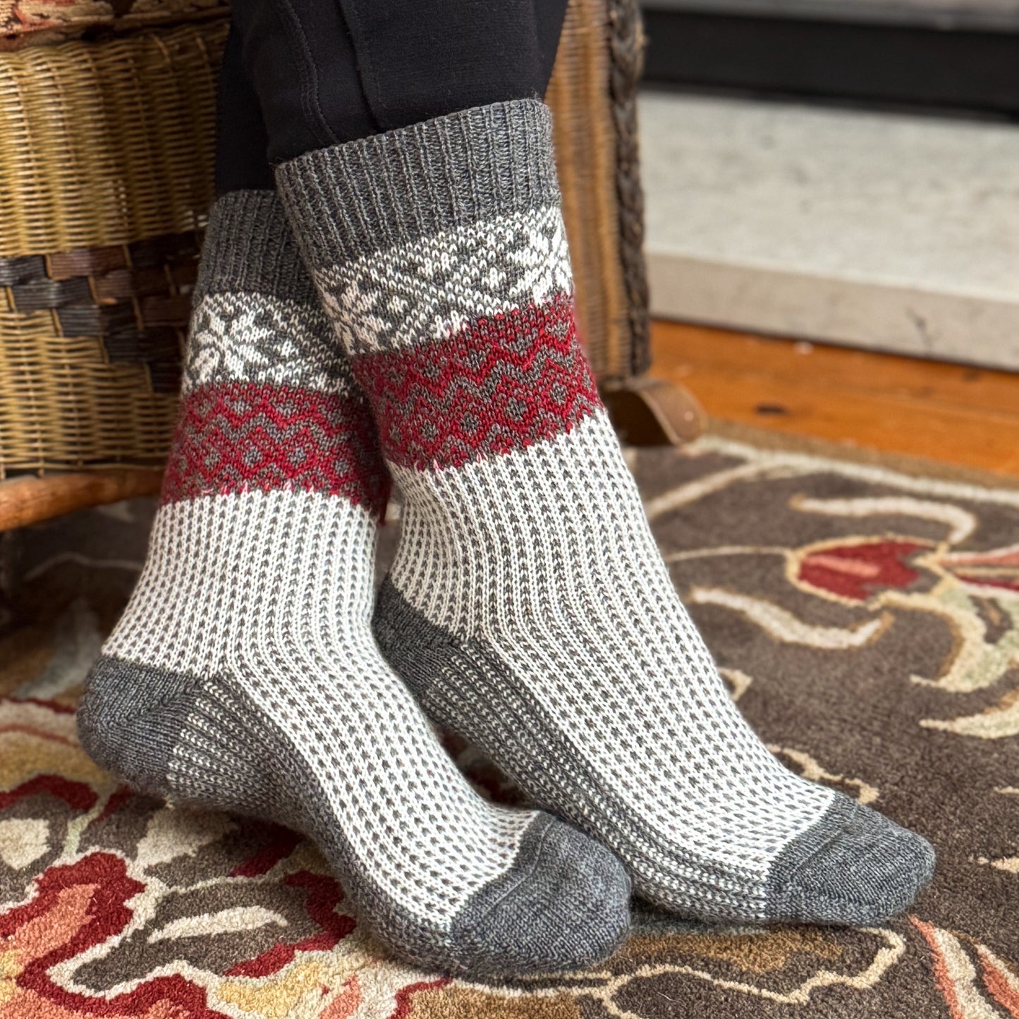 Hirsch Natur Snowflake Sock, Merino Wool