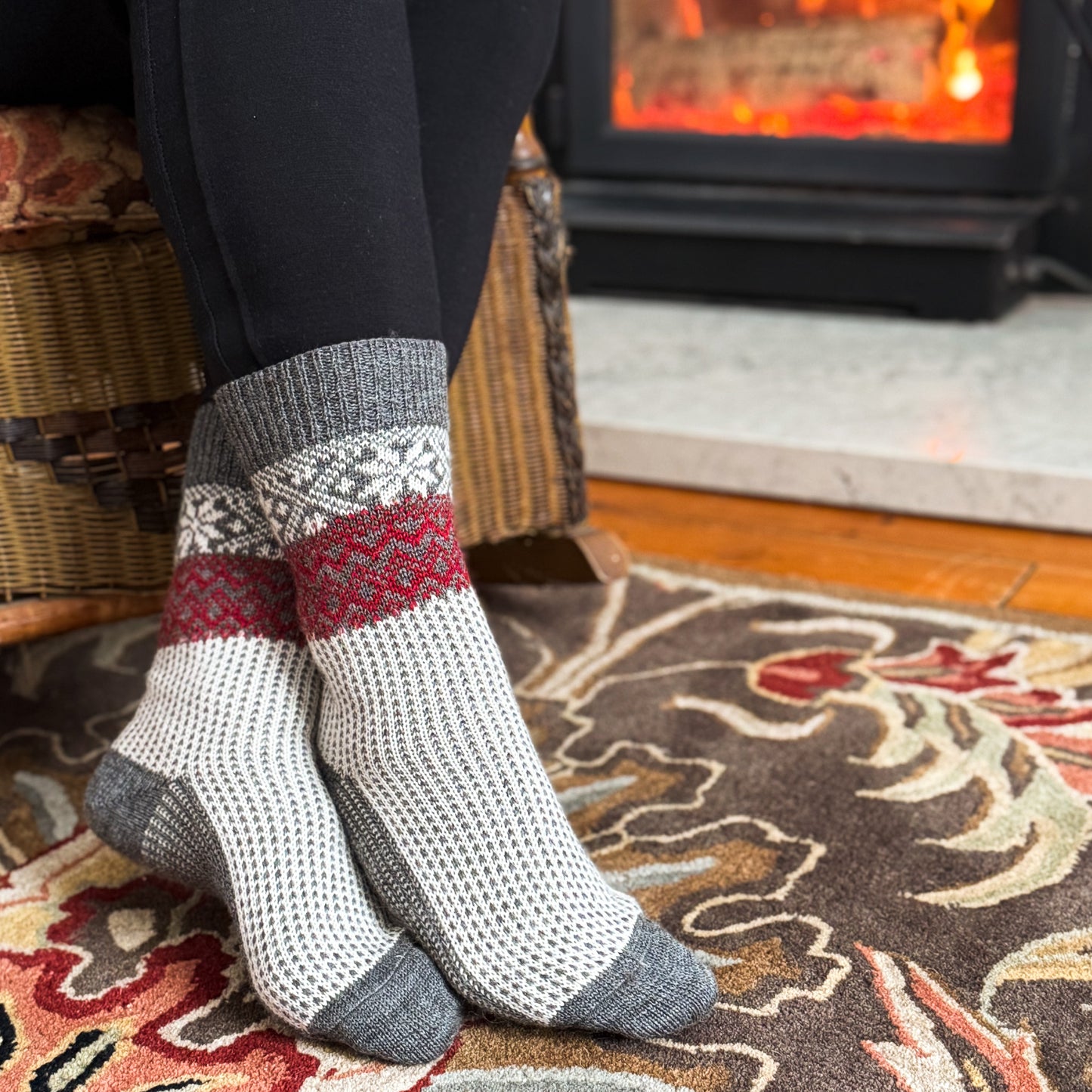 Hirsch Natur Snowflake Sock, Merino Wool