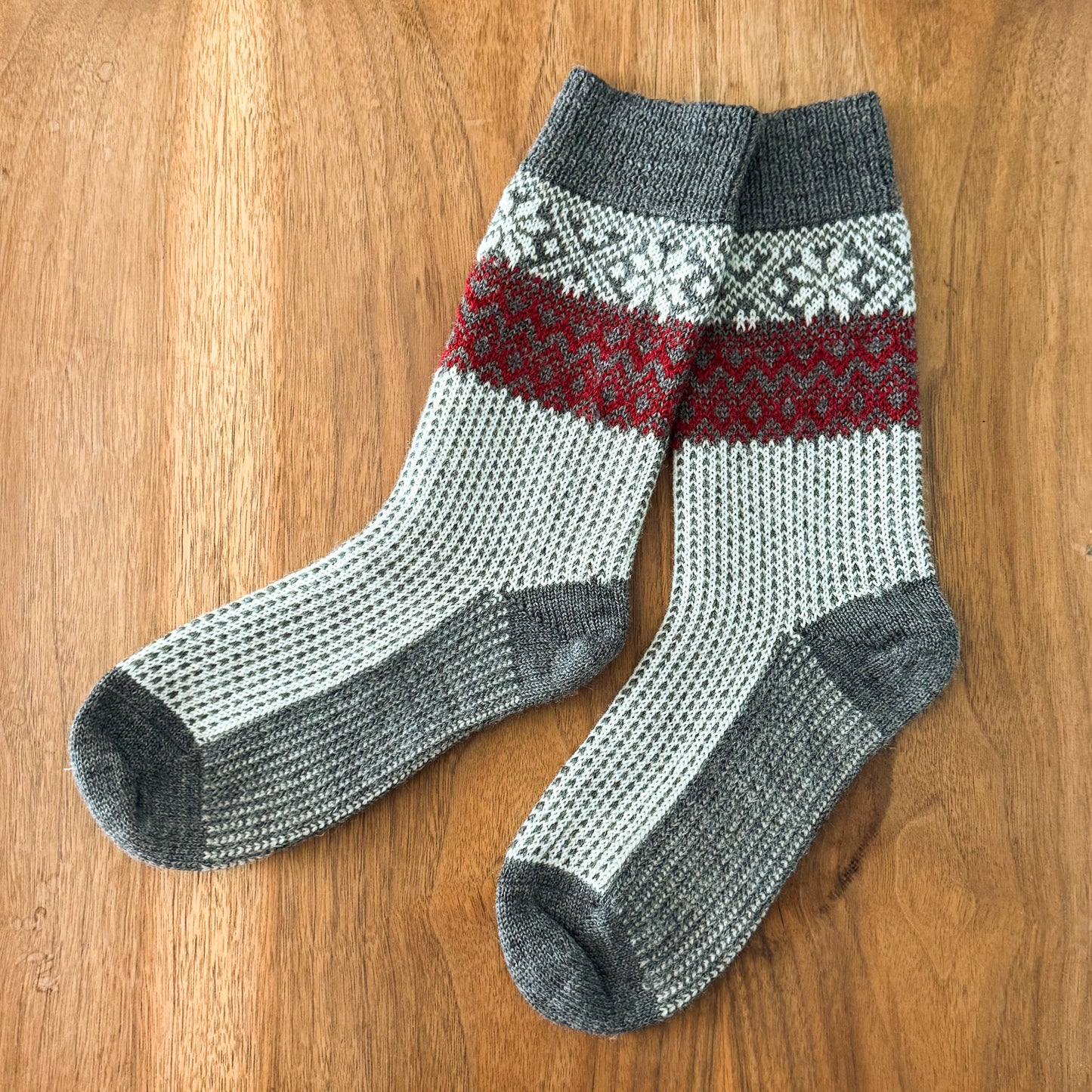 Hirsch Natur Snowflake Sock, Merino Wool