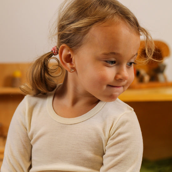 Hocosa Child Long Sleeve Shirt, Wool/Silk, Natural