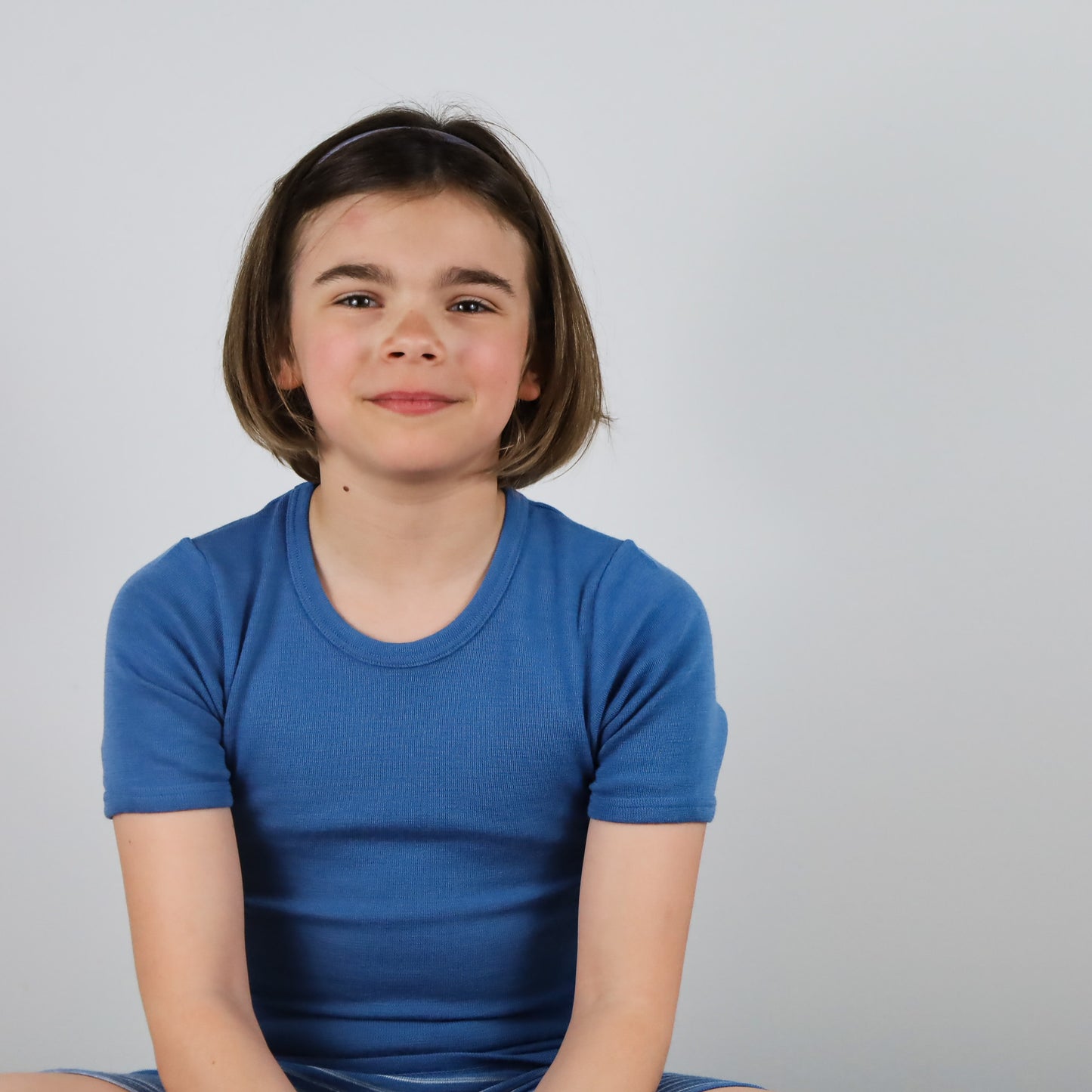 Chemise à manches courtes enfant Hocosa, laine, uni