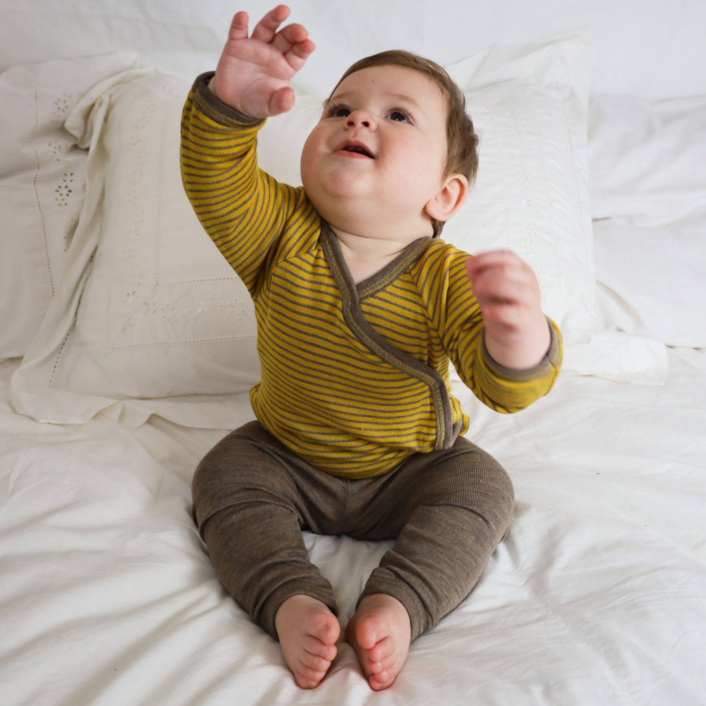 Engel Chemise à manches longues pour bébé/tout-petit avec boutons-pression, laine/soie
