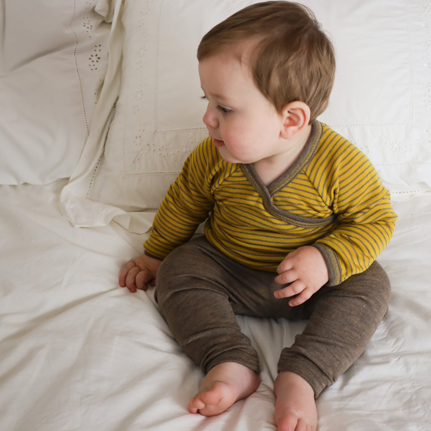 Engel Chemise à manches longues pour bébé/tout-petit avec boutons-pression, laine/soie