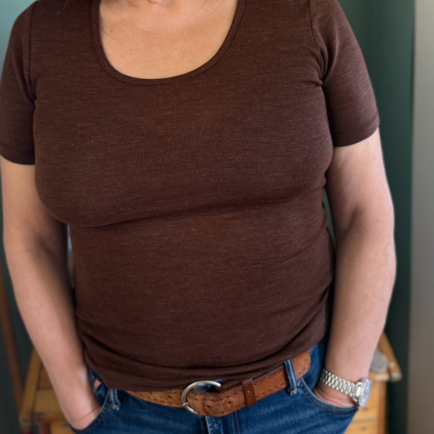 Engel Women's Short Sleeve Shirt, 100% Wool: NEW