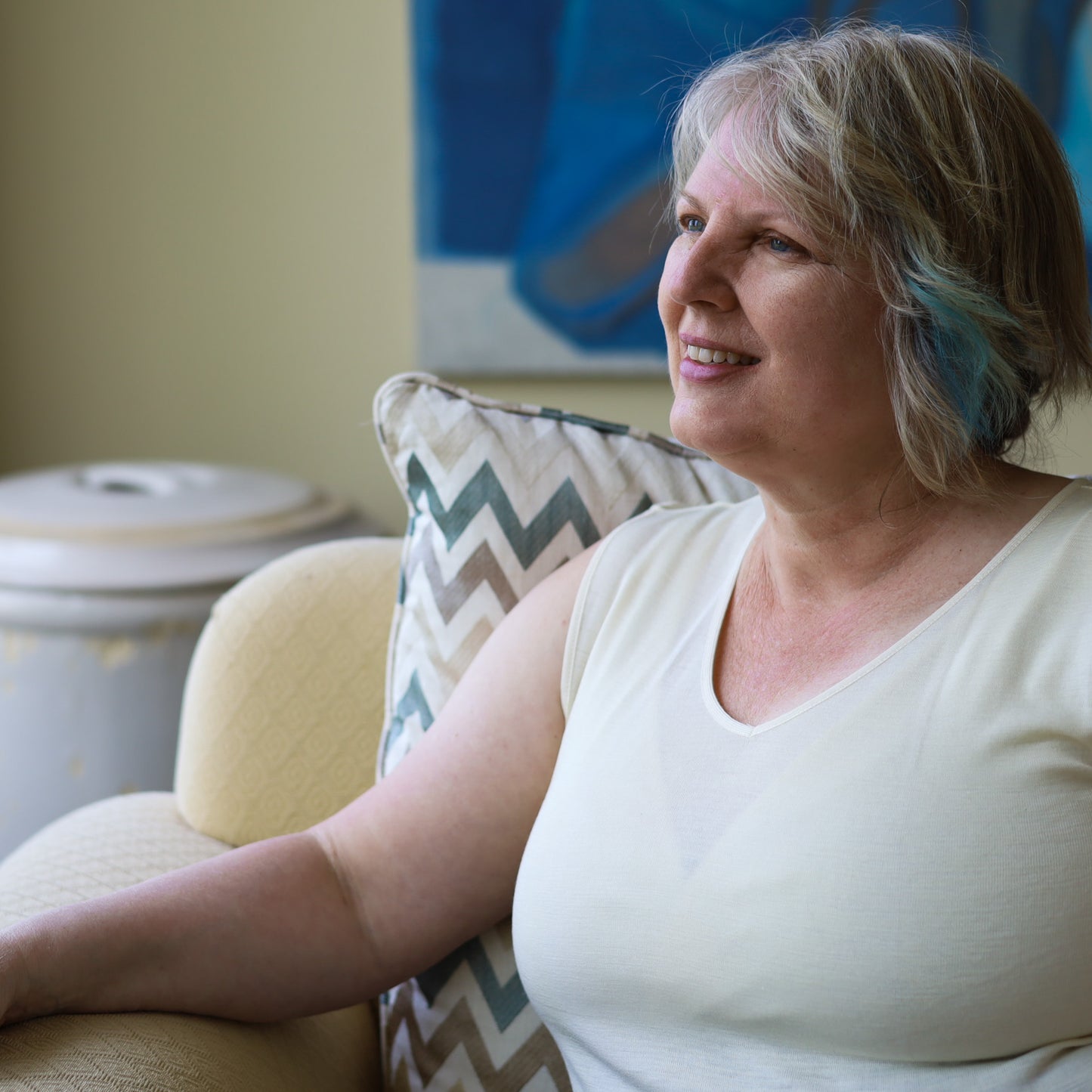 Hocosa Women Tank, Sleeveless, V-neck , Wool/Silk, Natural