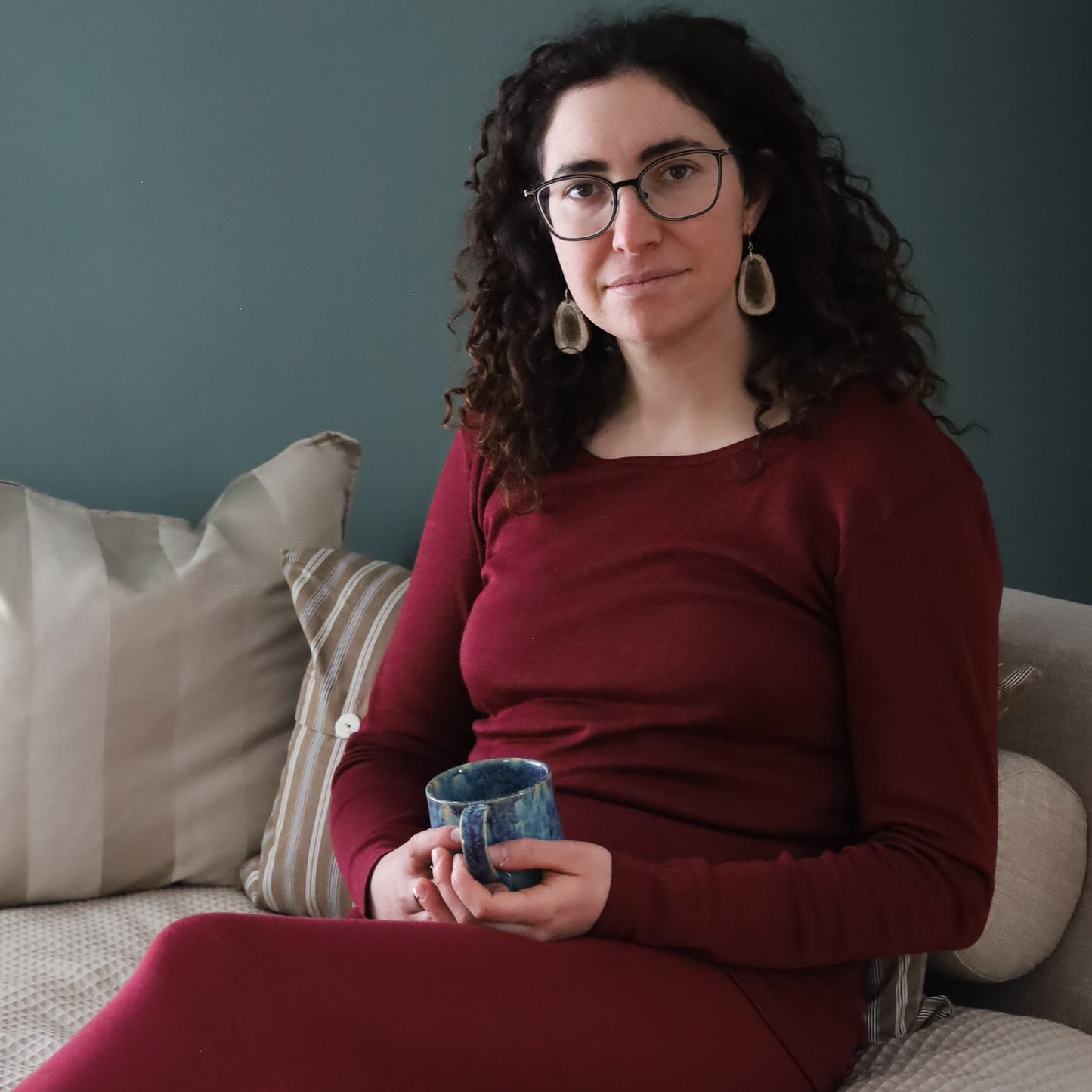 Chemise à manches longues et col rond pour femme Hocosa, laine/soie