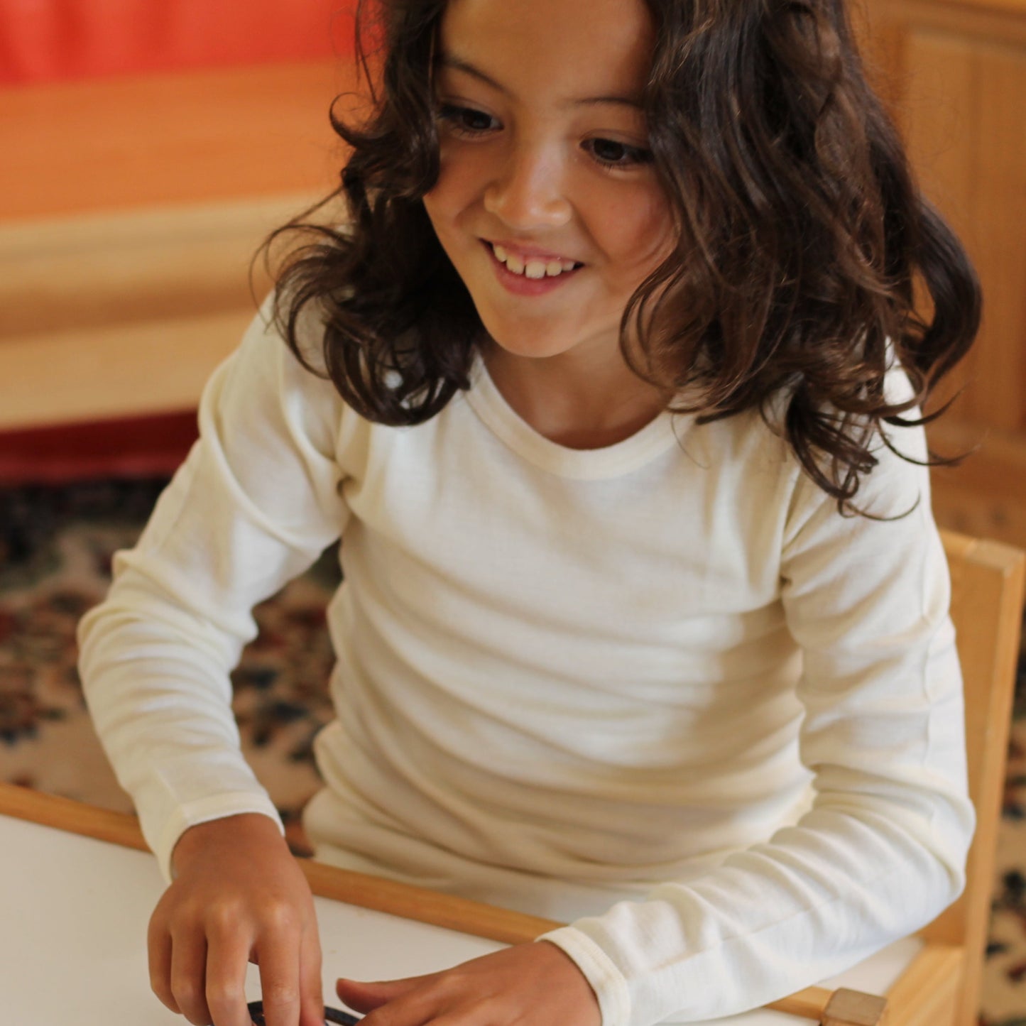 Chemise à manches longues pour enfant Hocosa, laine/soie