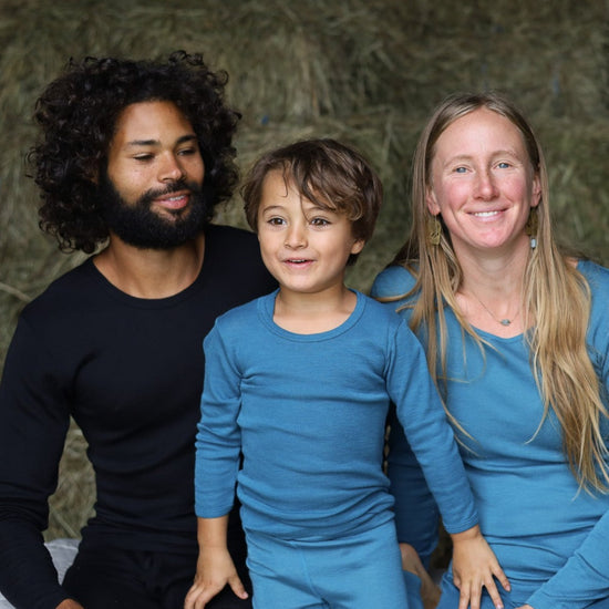 Hocosa Toddler Long Sleeve Shirt, Wool/Silk, Sea Blue