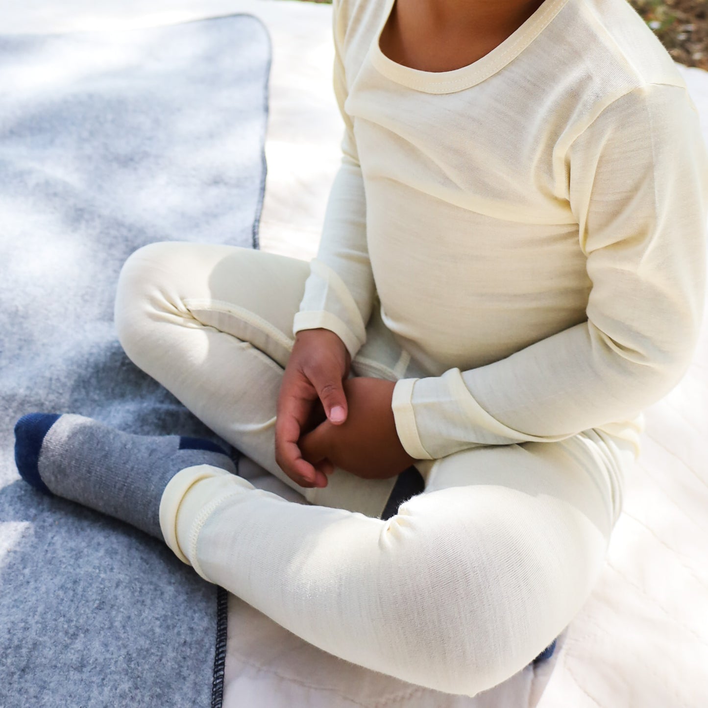 Hocosa Child Legging with Cuff, Natural, Merino Wool - Natural