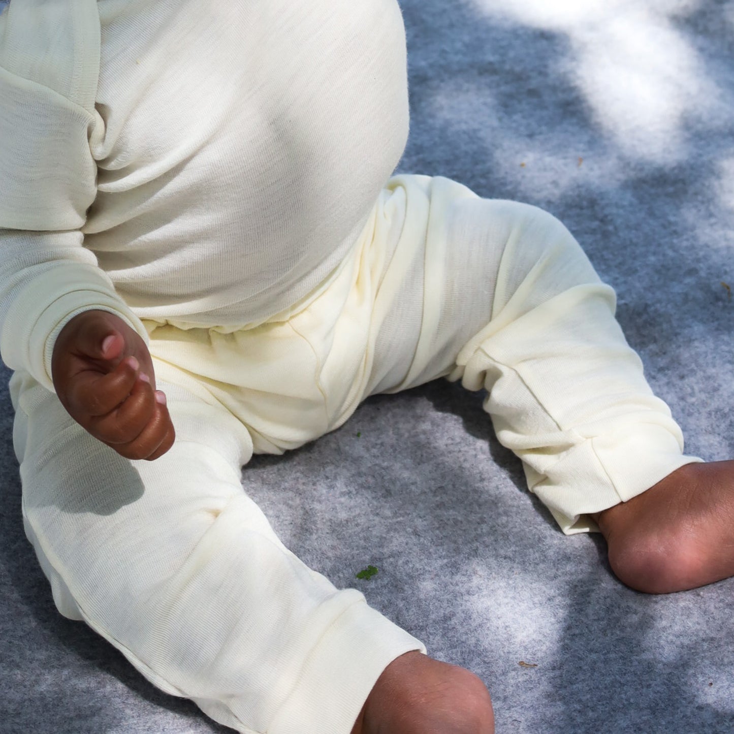 Hocosa Legging pour bébé/tout-petit avec revers en laine/soie, naturel