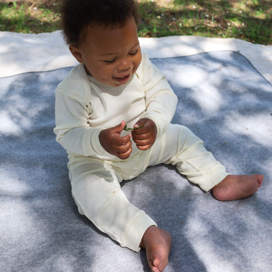 Hocosa Legging pour bébé/tout-petit avec revers en laine/soie, naturel