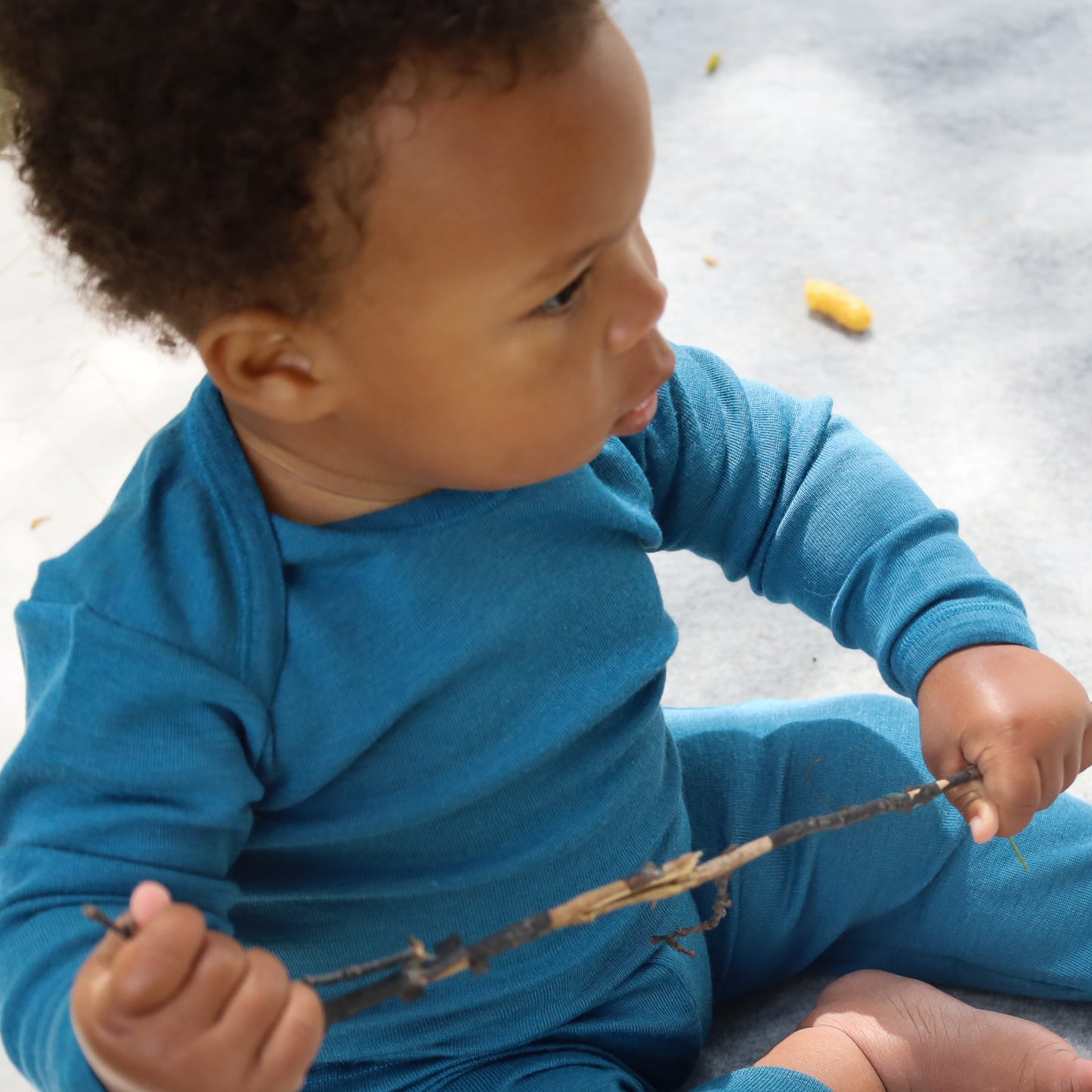 Hocosa Grenouillère à manches longues pour bébé/jeune enfant, laine/soie, naturel