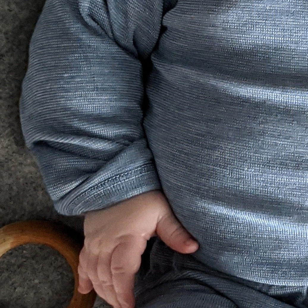 Hocosa Grenouillère à manches longues pour bébé/jeune enfant, laine/soie, naturel