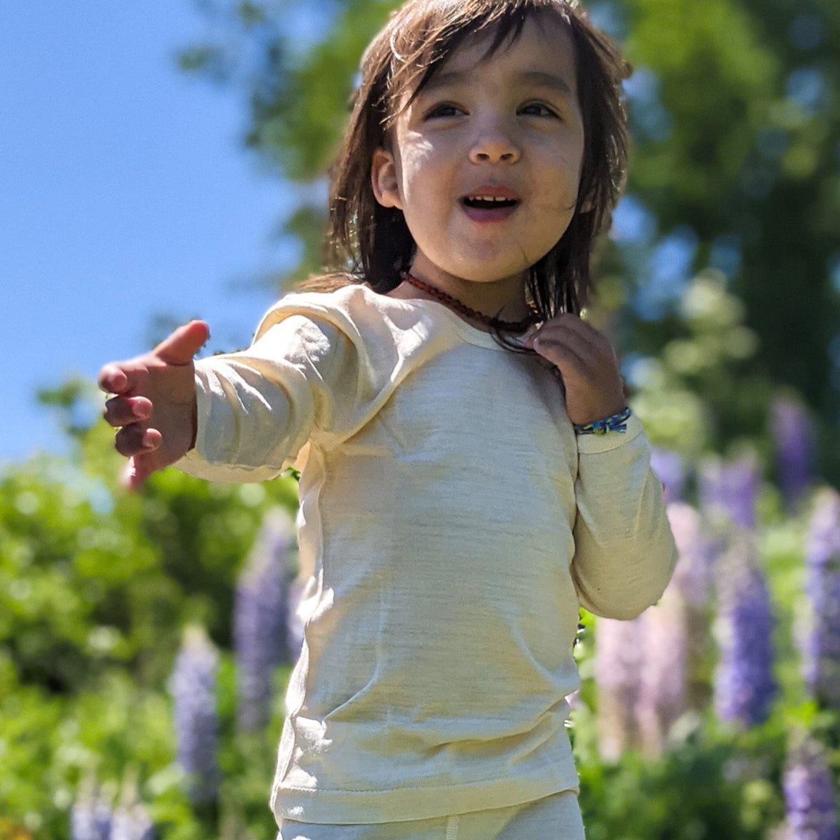 Hocosa Chemise à Manches Longues Enfant, Soie, Naturel