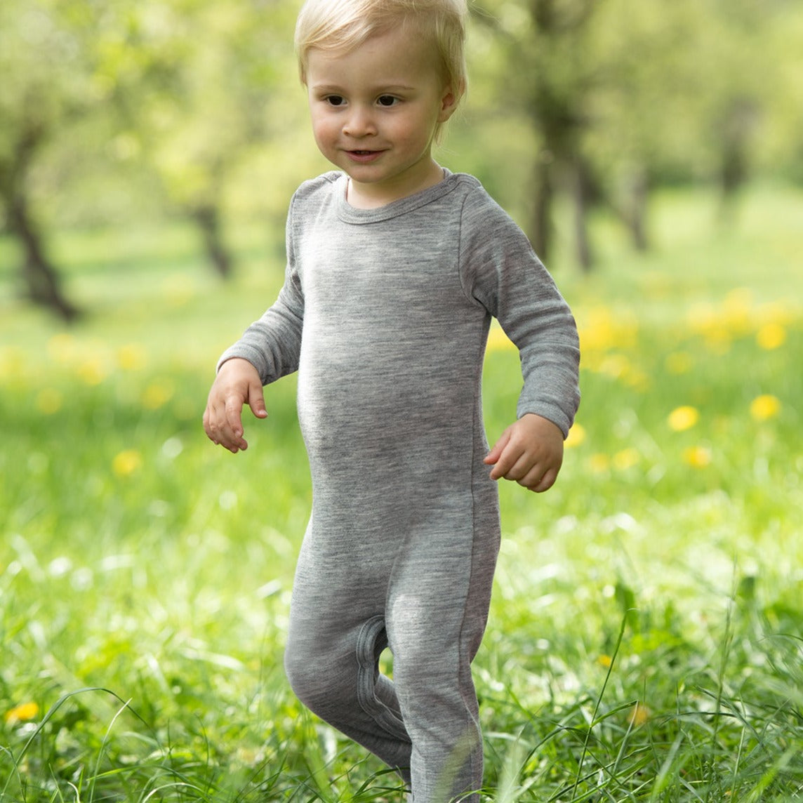 Engel Baby Body Snaps Organic Merino Wool/Silk - Walnut (up to 3 yrs)