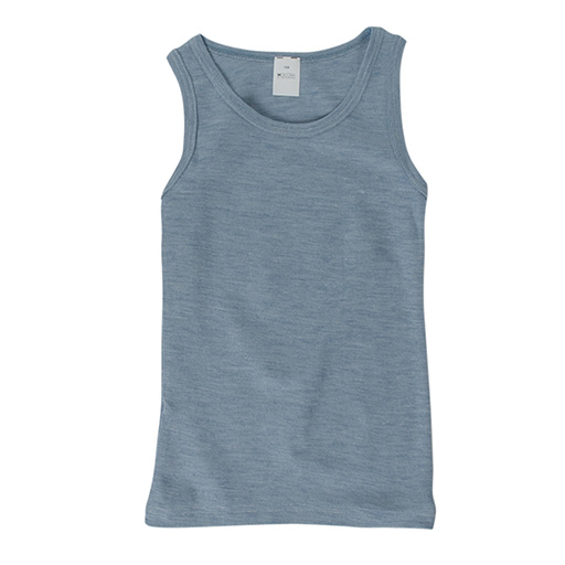 Hocosa Child Sleeveless Shirt, Wool/Silk, Blue Jean