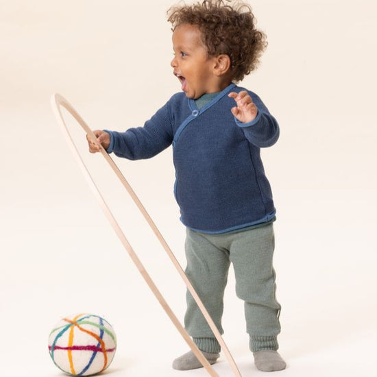 Disana Baby/Toddler Sweater with Button Closure, Melange Merino Wool Knit: PRE-ORDER