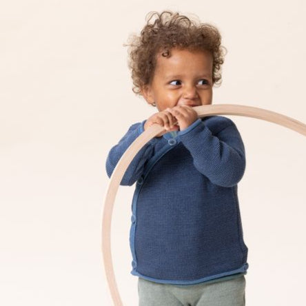 Disana Baby/Toddler Sweater with Button Closure, Melange Merino Wool Knit: PRE-ORDER