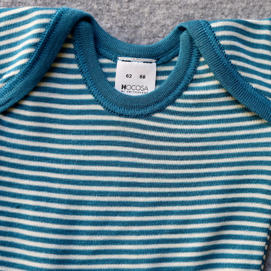 Charger l&amp;#39;image dans la galerie, Hocosa Chemise à manches longues pour bébé/tout-petit, laine/soie, rayée
