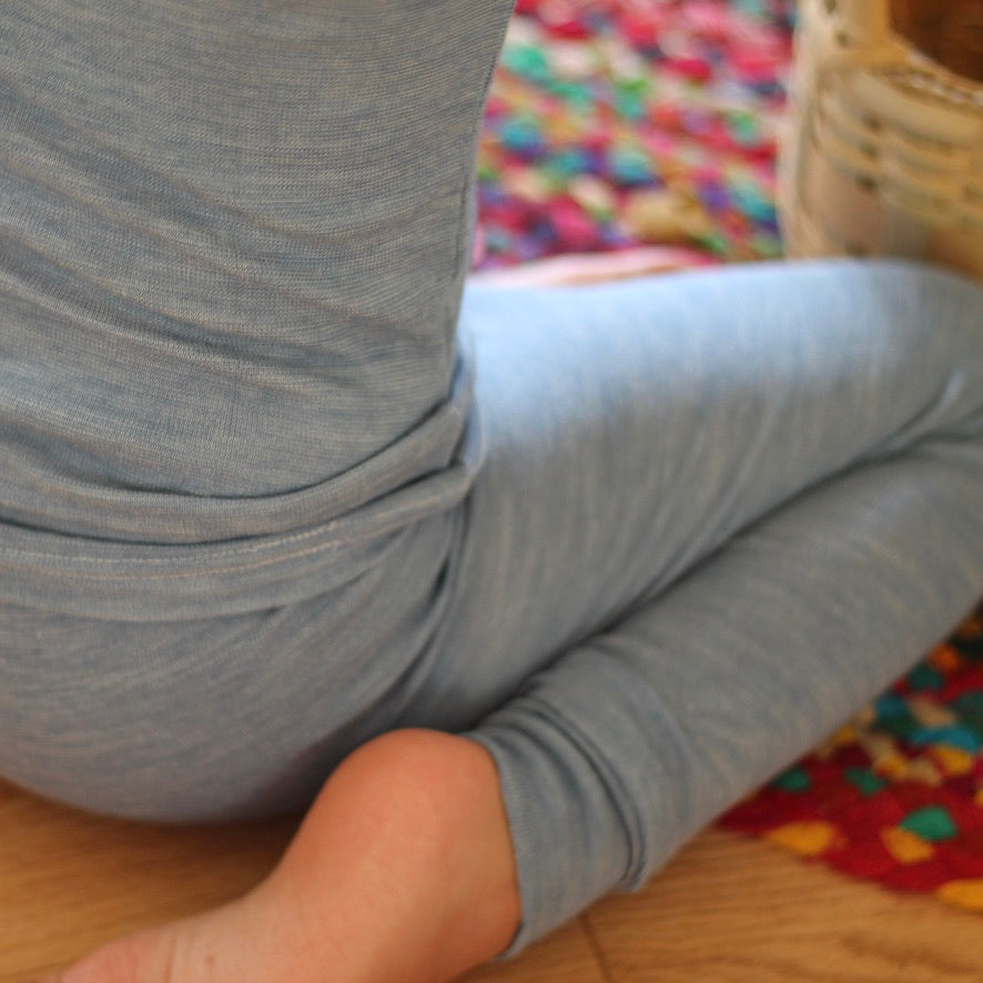 Hocosa Child Legging with Cuff, Wool/Silk, Blue Jean