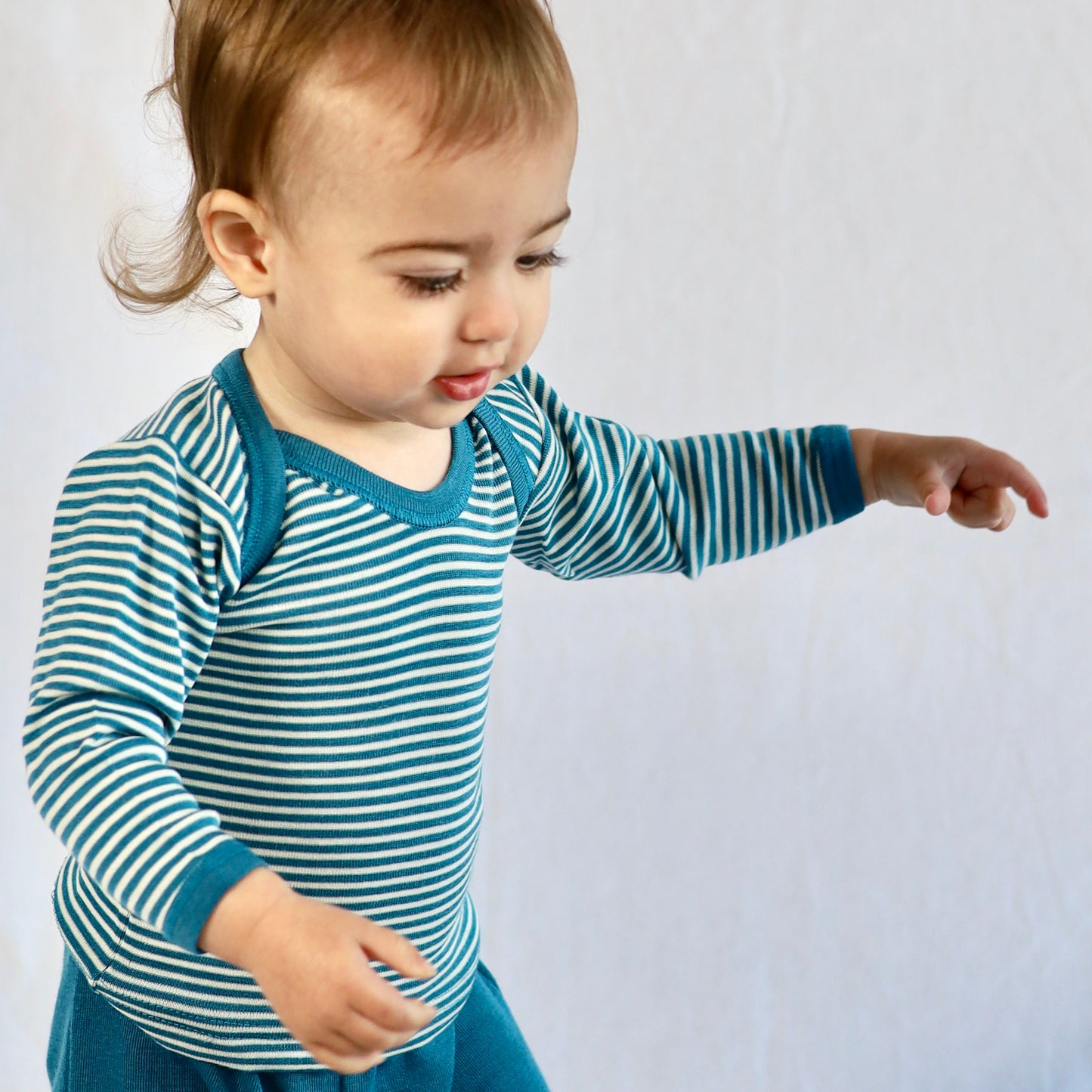 Hocosa Baby/Toddler Long Sleeve Shirt, Wool/Silk, Striped