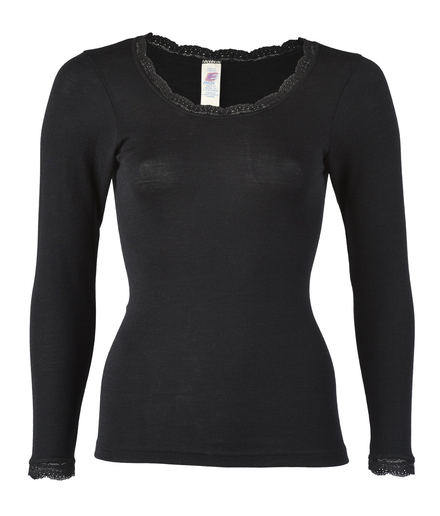 Load image into Gallery viewer, Engel Women Long Sleeve Top with Lace, Wool Silk
