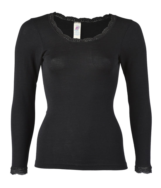 Load image into Gallery viewer, Engel Women Long Sleeve Top with Lace, Wool Silk
