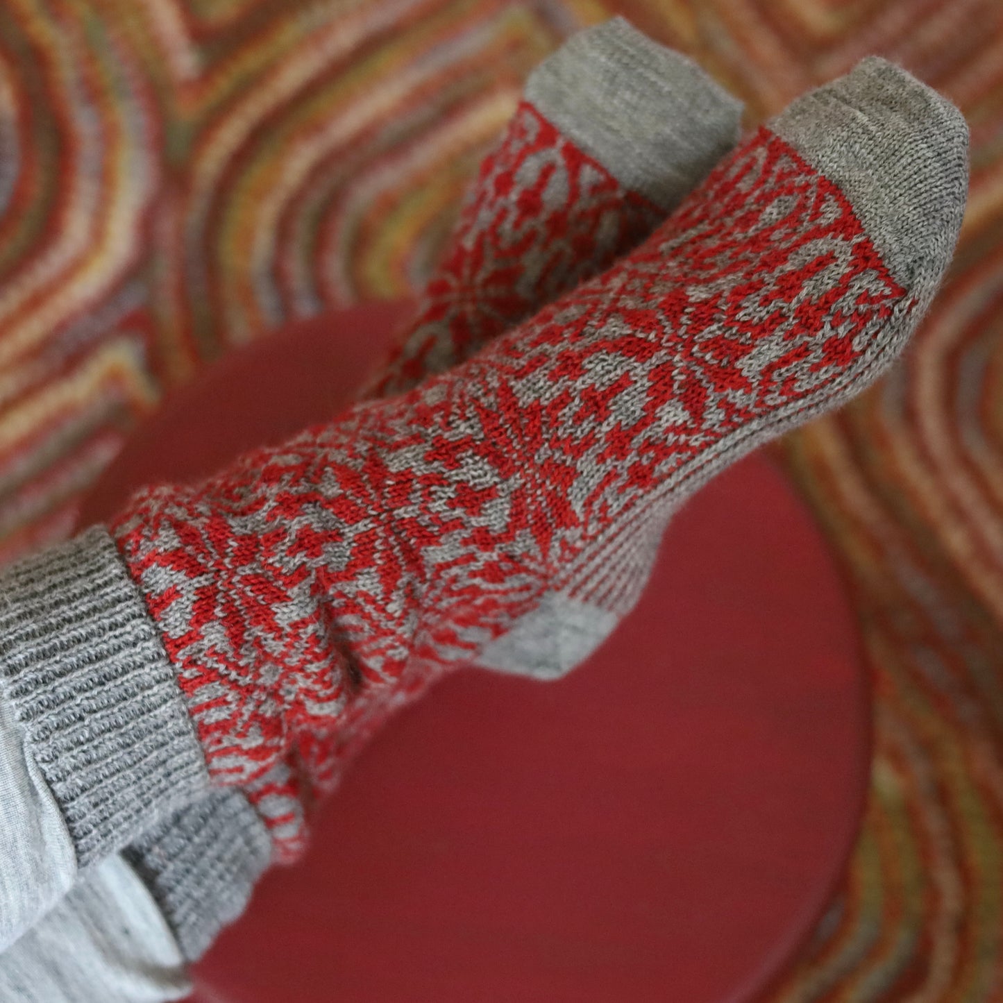 Women's Sleep Shorts | 100% Merino Wool Red- Navy Tie