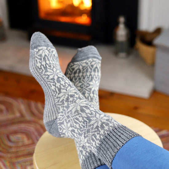 Knitido Naturals Merino and Cachemere  Extra-Warm Winter Toe Socks,  Size:UK 2.5-5 (EU 35-38), Colour:anthracite/light blue (102) :  : Fashion
