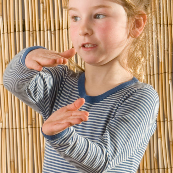 Hocosa Toddler/Child Long Sleeve Shirt, Merino Wool, Striped