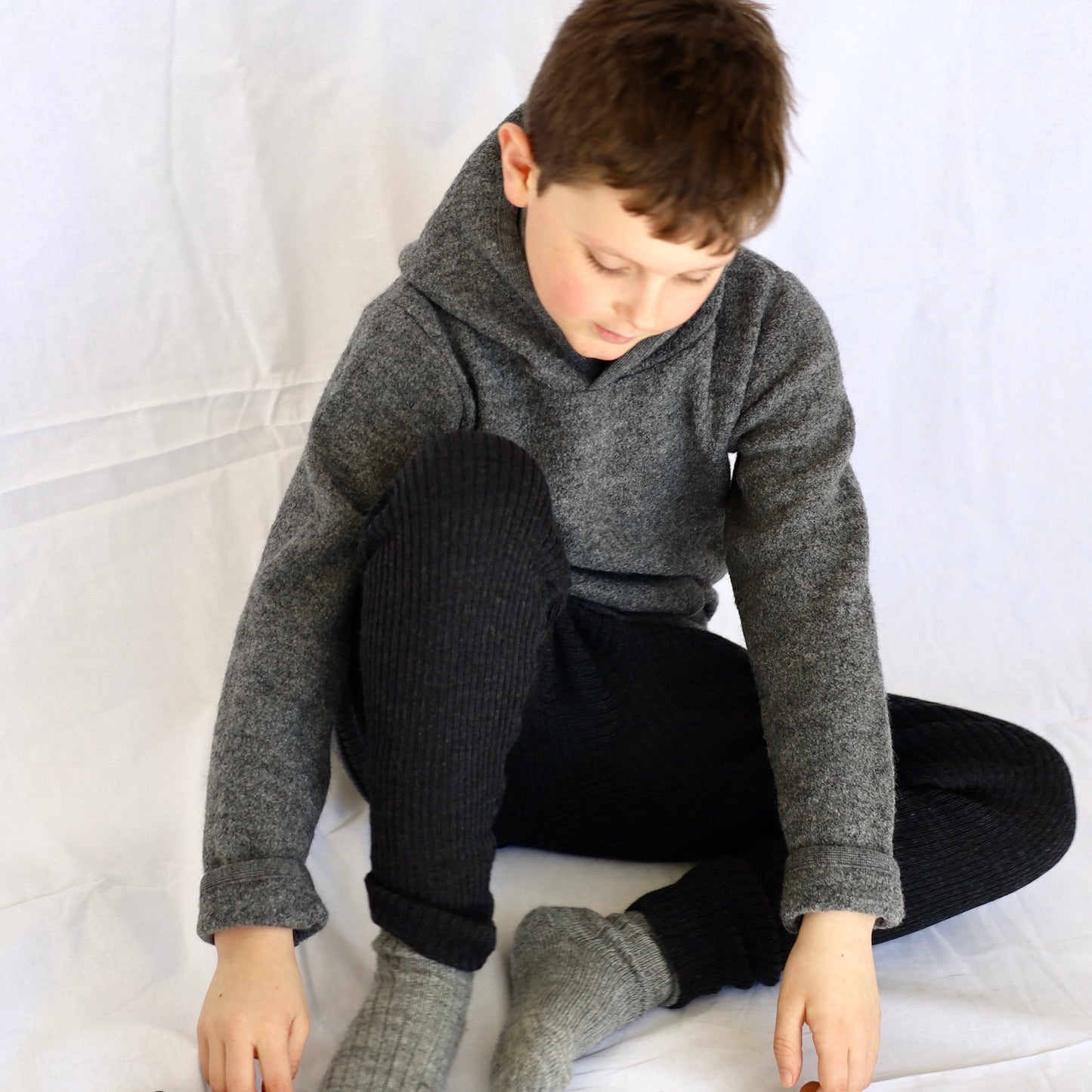 Disana Knitted Leggings, Grey - Pure Merino Wool unisex (bambini)