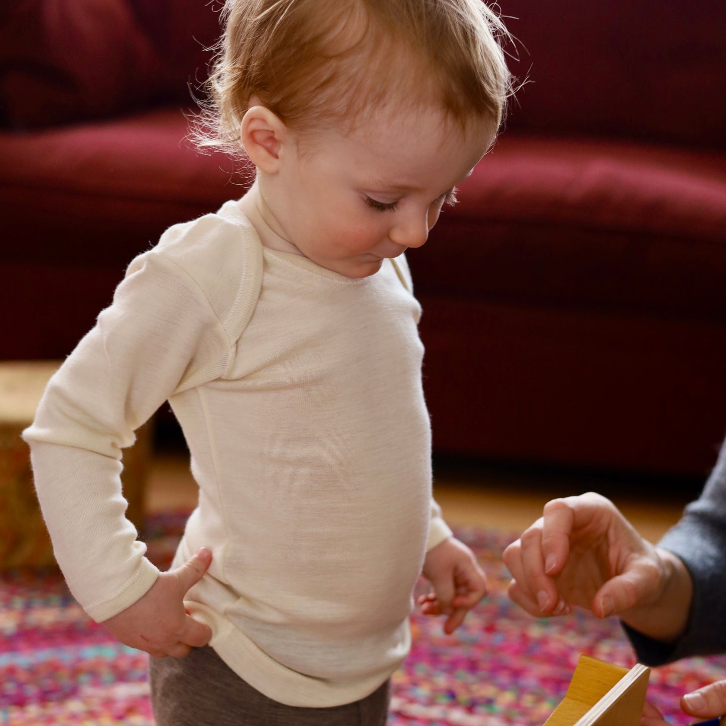 Hocosa Baby/Toddler Shirt Long Sleeve, Wool/Silk, Natural