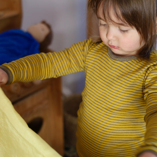 Engel Toddler Long Sleeve Shirt, Striped, Merino Wool/Silk
