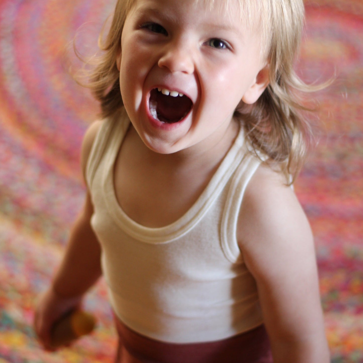 Chemise sans manches Hocosa pour tout-petits, laine/soie, naturel