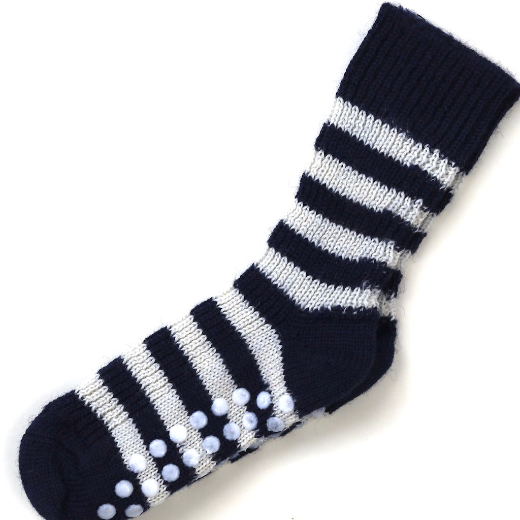 Hirsch Natur Toddler, Striped Non-Slip Mid-Weight Sock, Merino Wool