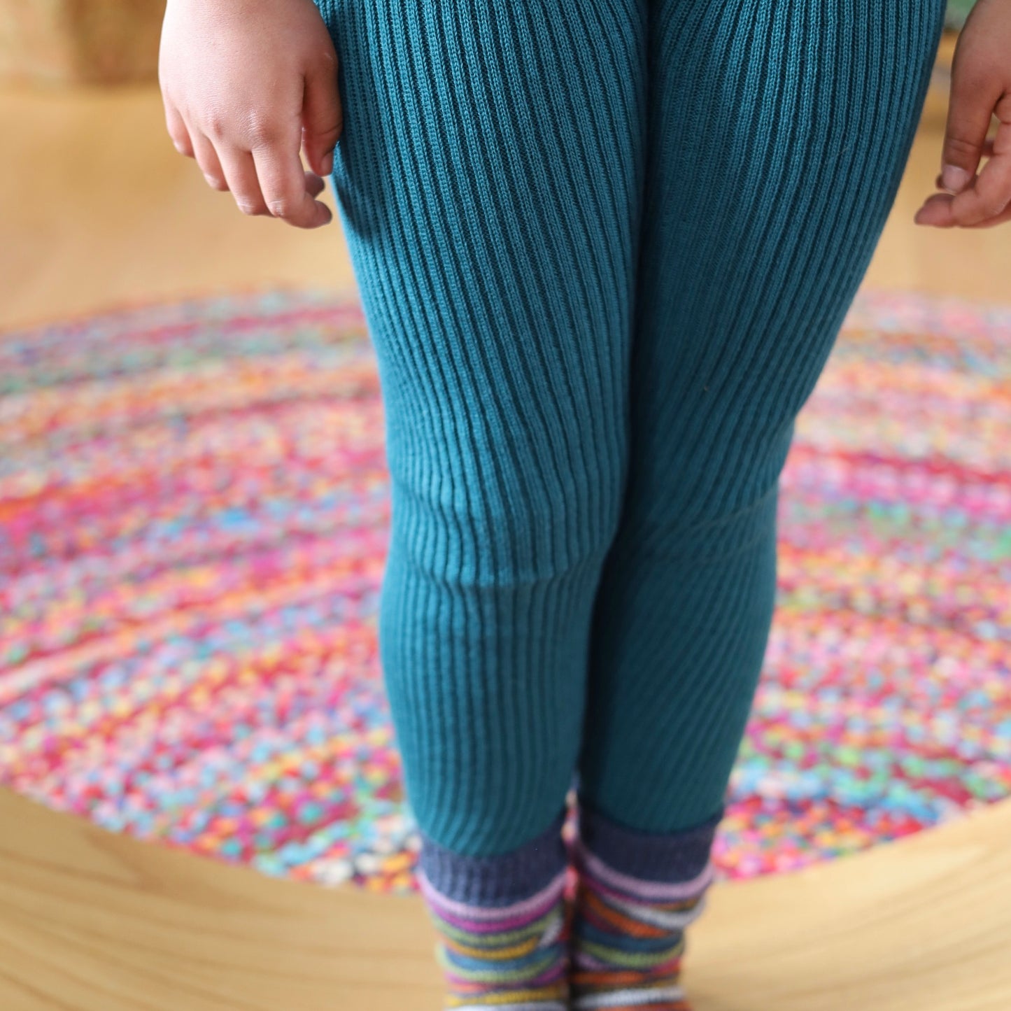 Stripy Wool/Silk Leggings  Stripy comfy leggings for active kids