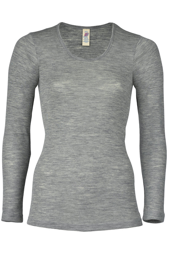 HOCOSA Sport Organic Merino Wool Long-Sleeve Undershirt for Men or Women,  Round-neck, in Natural White