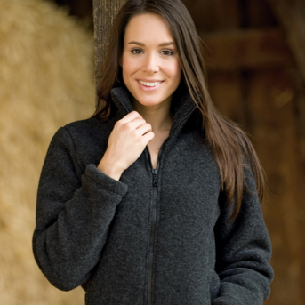 Organic Thick Wool Fleece Hooded Women's Jacket - Little Spruce