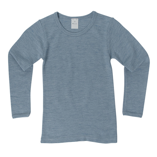 Hocosa Child Long Sleeve Shirt, Wool/Silk, Blue Jean